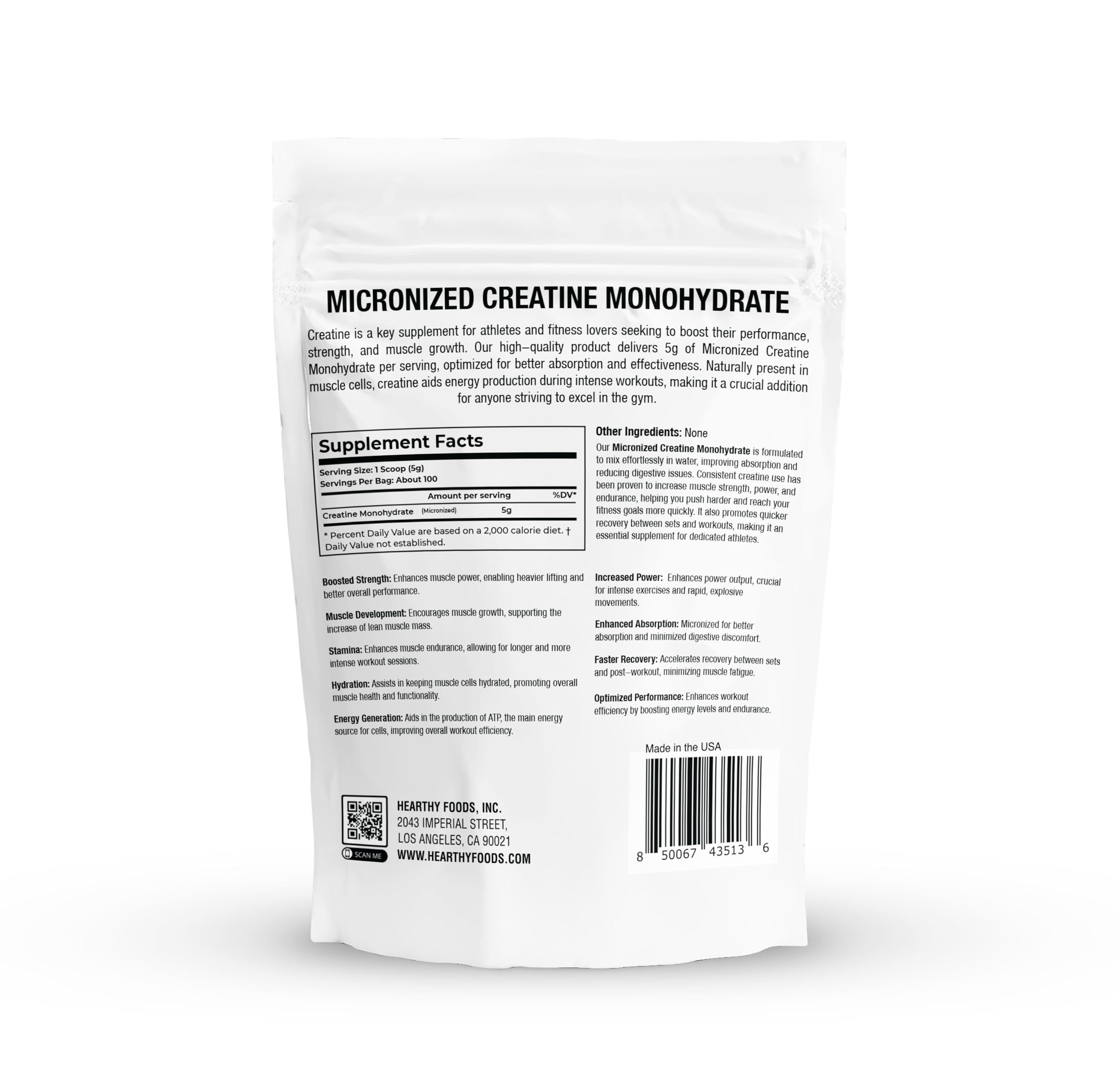Micronized creatine powder scoop showing ultra-fine texture for fast mix.