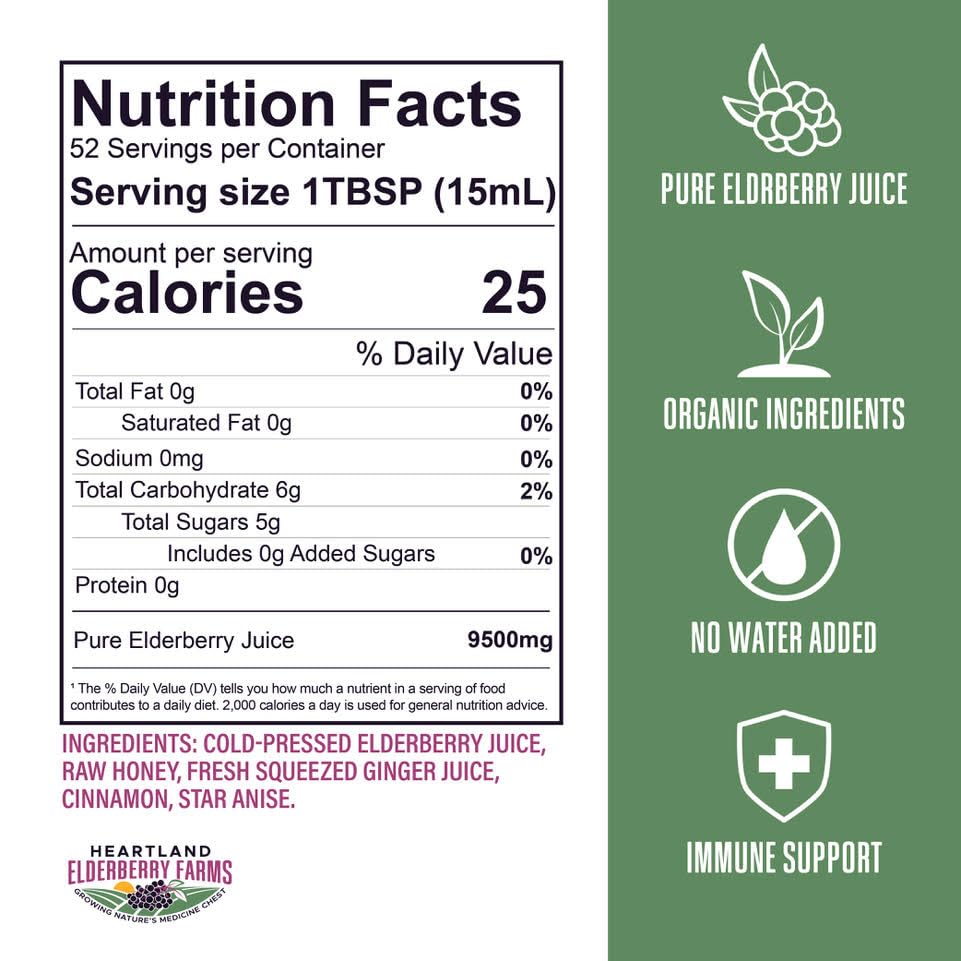 Heartland Organic Elderberry Syrup ingredients-cinnamon-star-anise aroma adds warmth.