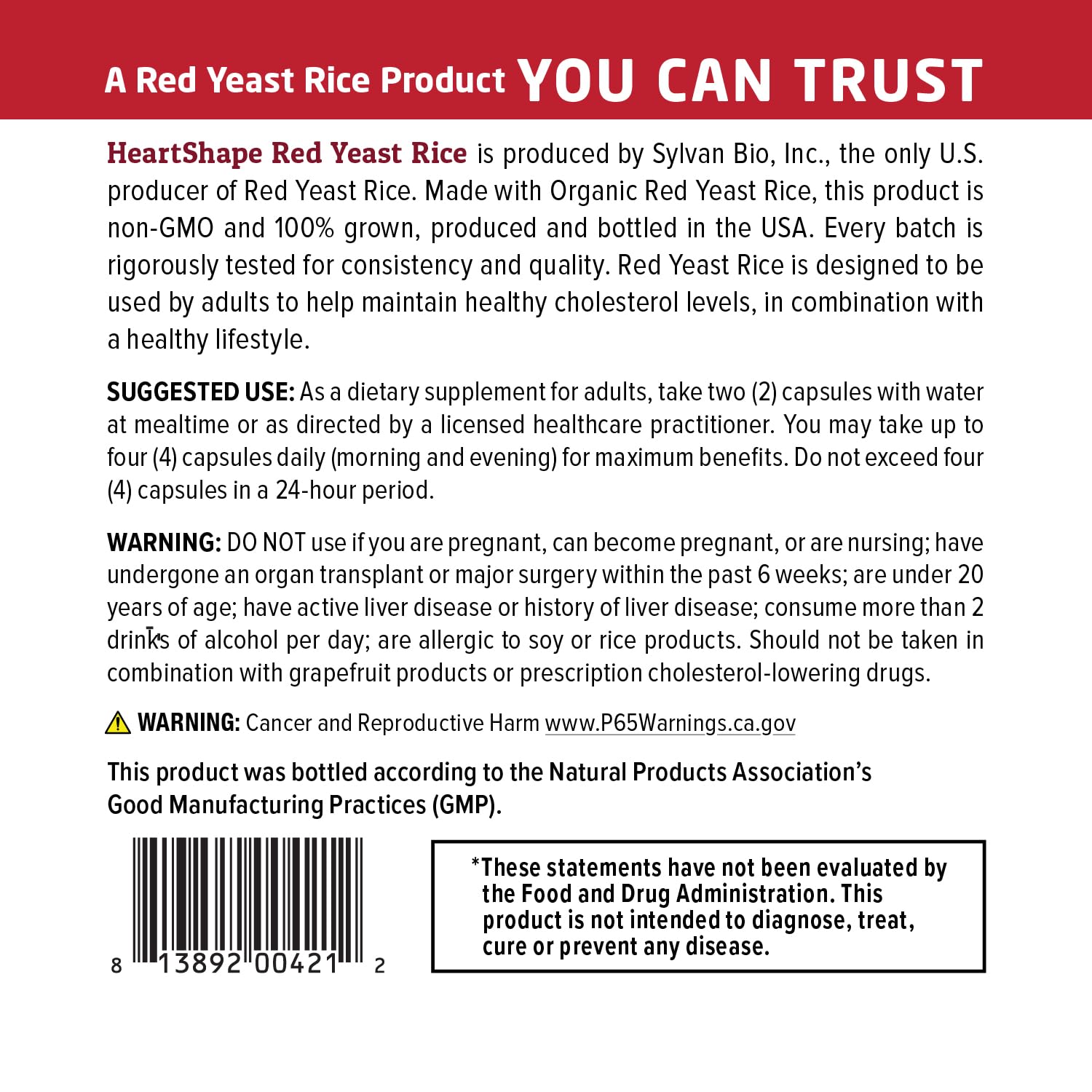 HeartShape Red Yeast Rice 240 Count capsules shown for daily routine