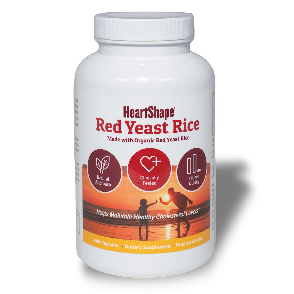 HeartShape Red Yeast Rice 240 Count front label for easy daily use