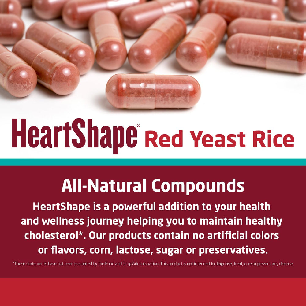 HeartShape Red Yeast Rice 240 Count packaging with product details