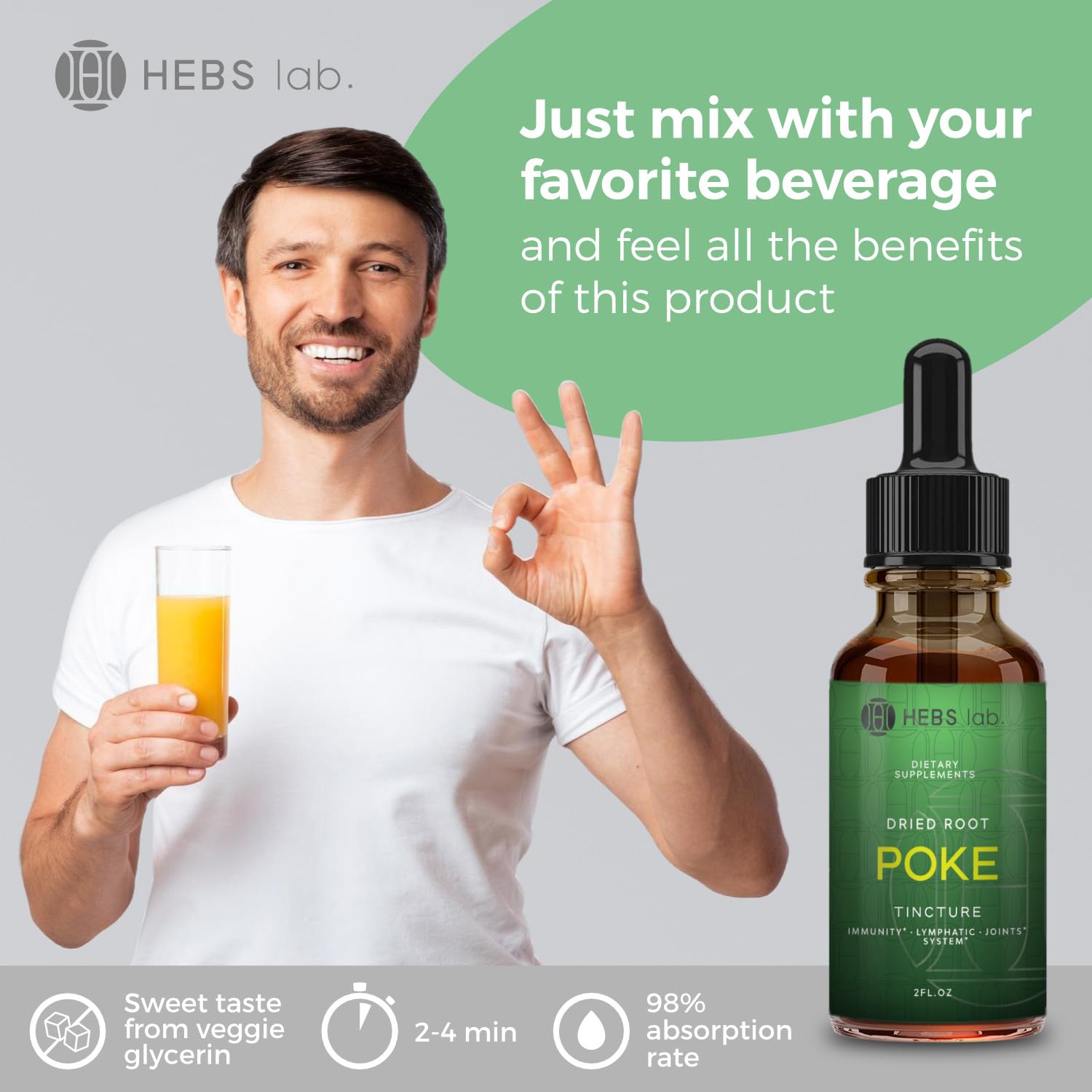 Poke Root Extract label close-up showing quality and purity for daily support.