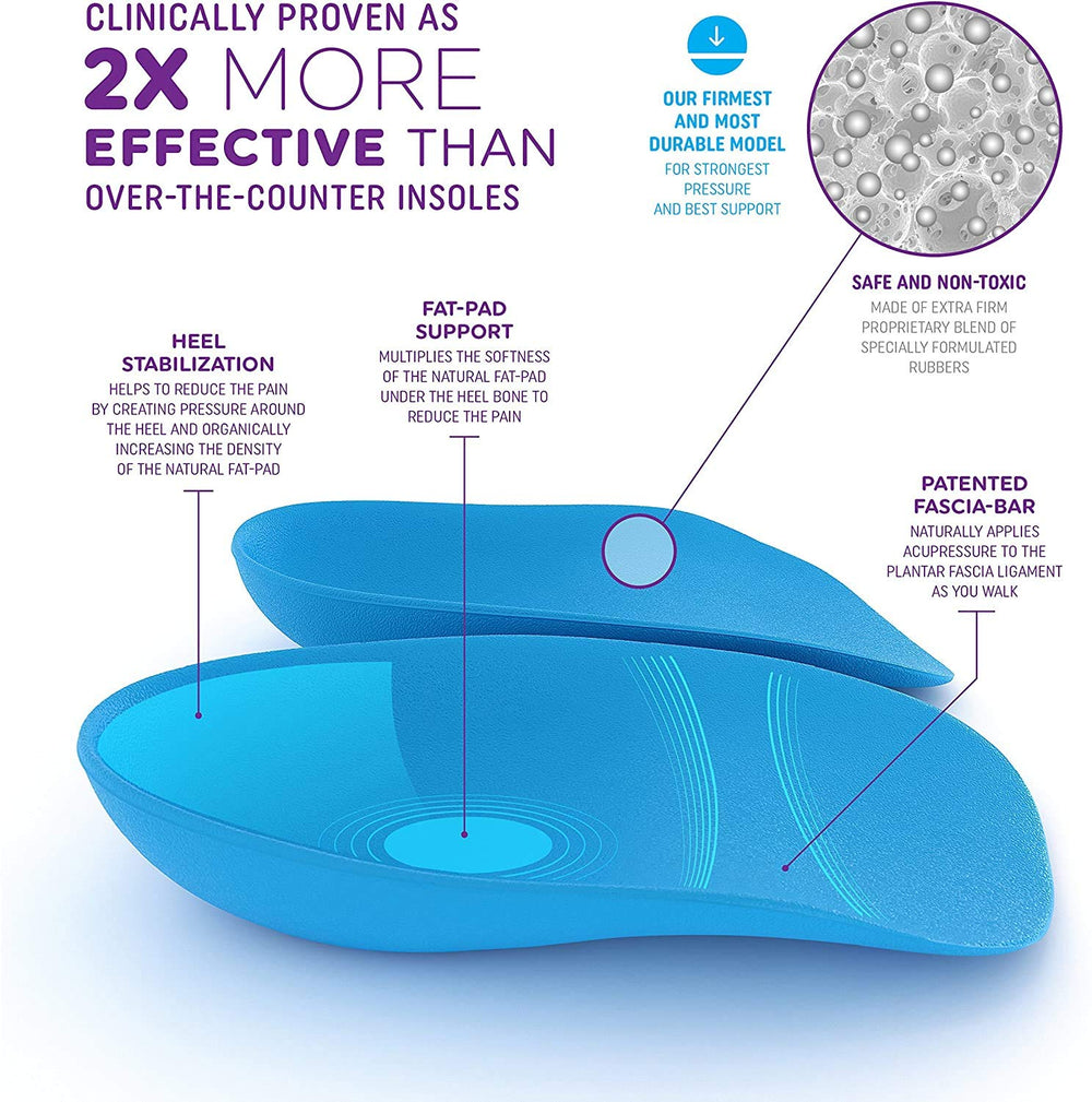 Heel That Pain Heel Seats with Patented Fascia-Bar for targeted heel support.