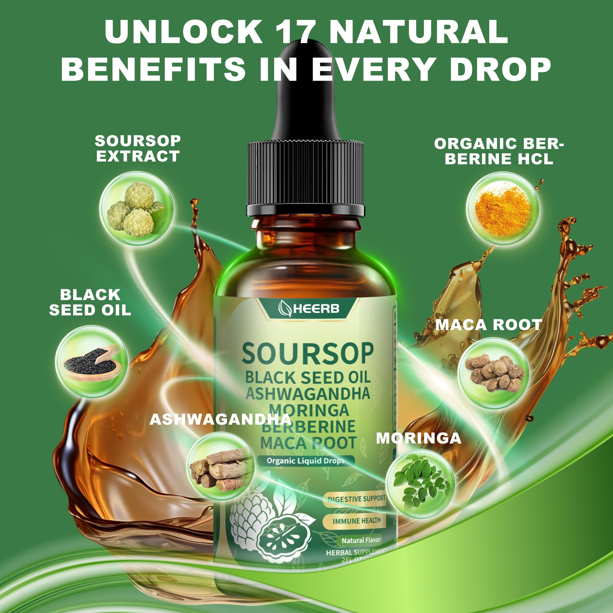 HEERB Black Seed Oil bottle emphasizing gut and anti-inflammatory potential
