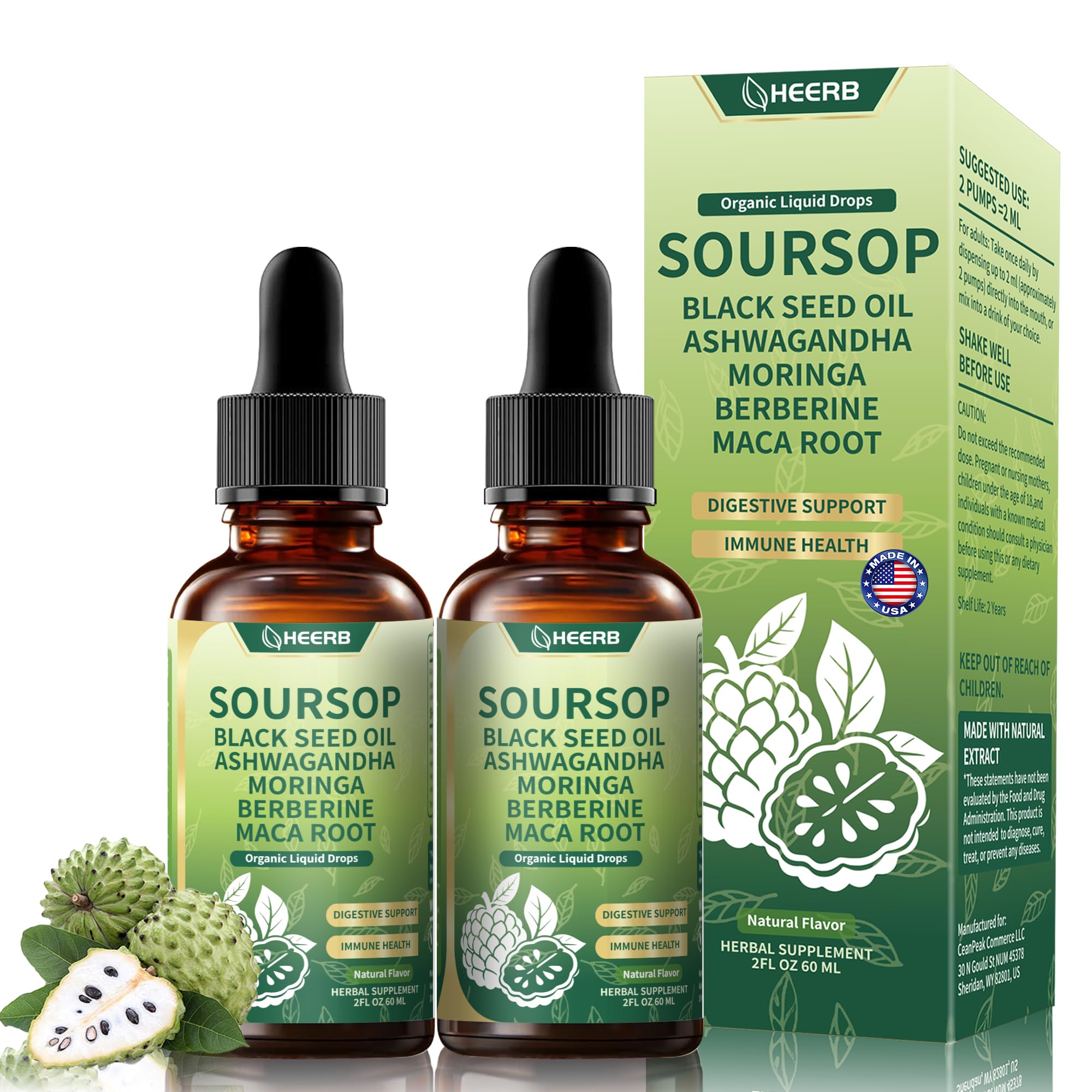 HEERB Organic Soursop Bitters bottle for daily digestion support