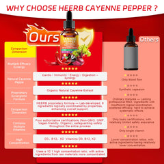 HEERB Vascuflow cayenne drops bottle side showcases packaging and easy daily use.