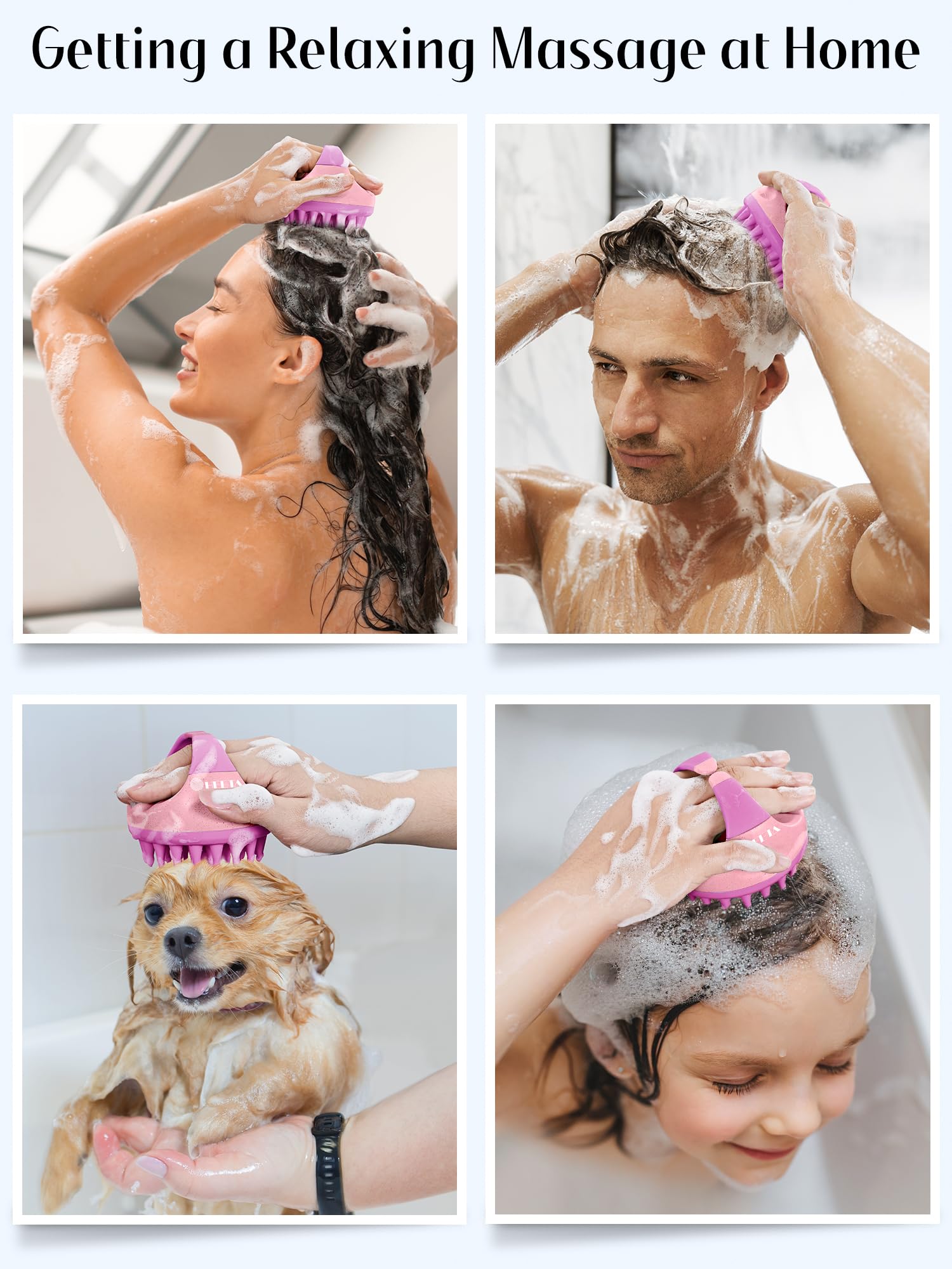 HEETA coral pink and green option adds color while encouraging regular scalp care.
