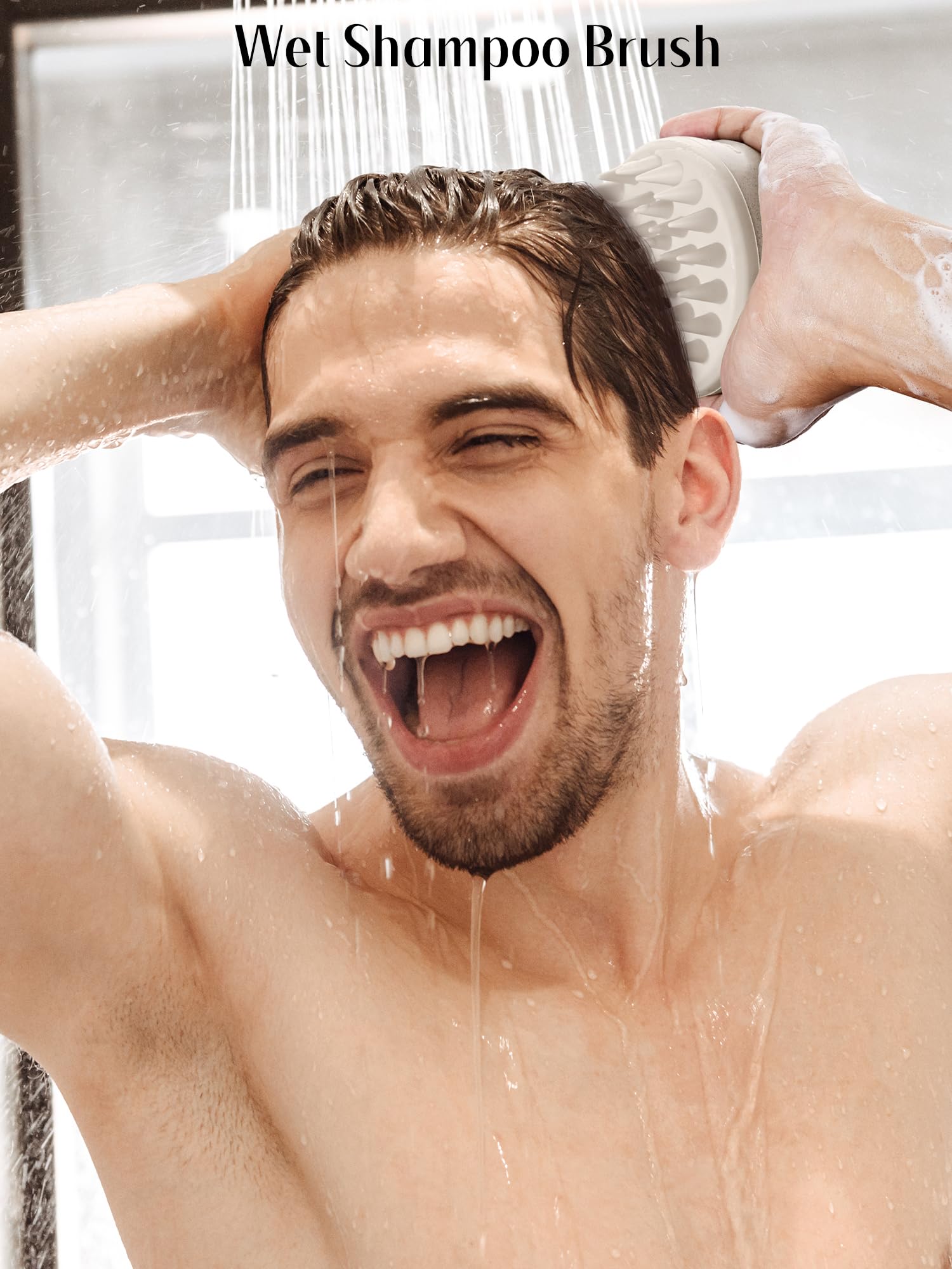 HEETA ergonomic non-slip handle for a secure shower grip.