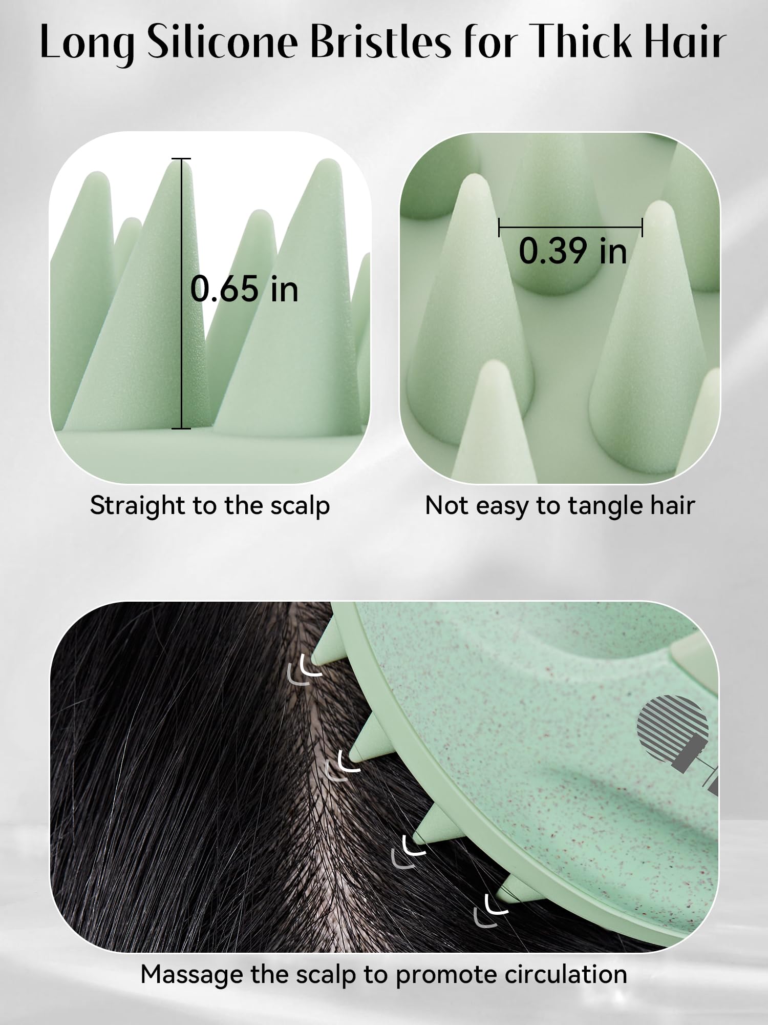 HEETA gentle exfoliating brush for wet or dry hair care.