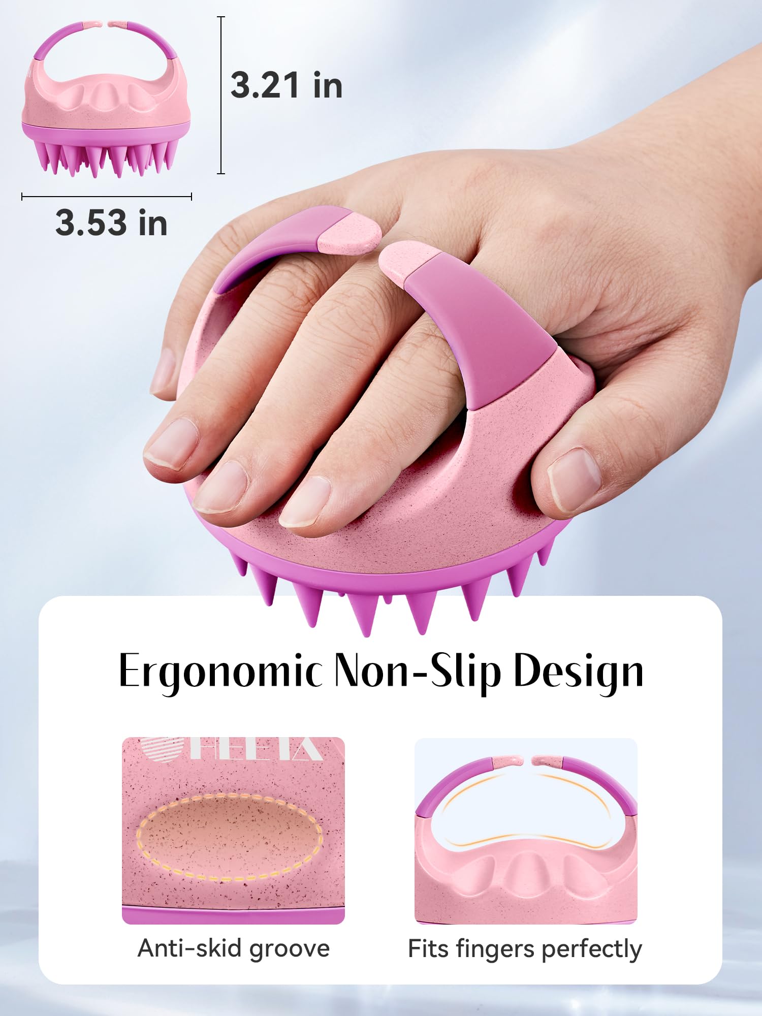 HEETA scalp brush delivers deep cleansing to reduce itching and dandruff flakes.