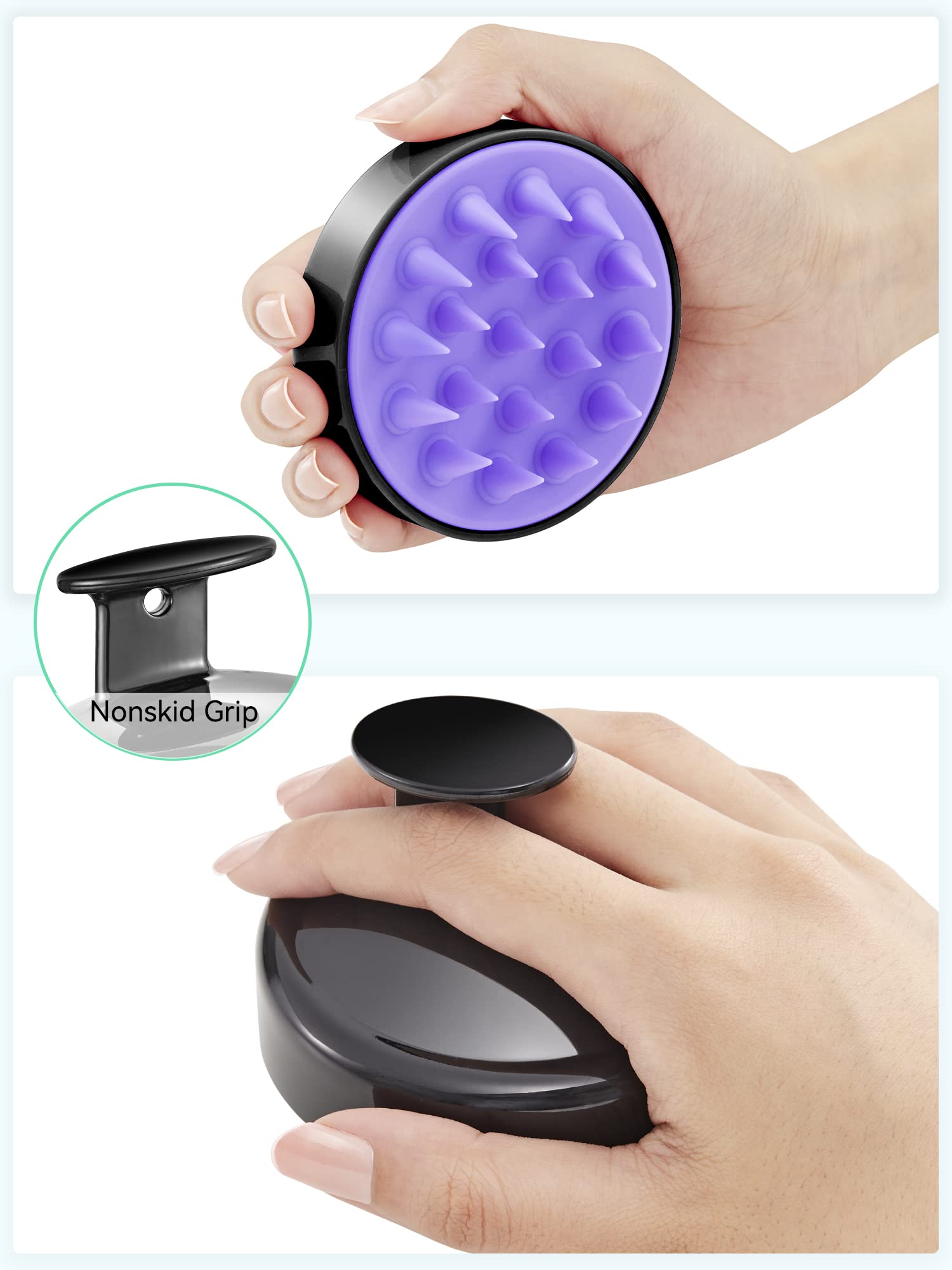 HEETA scalp massager ideal for in-shower use, providing deep cleansing and shampoo distribution.