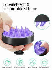 HEETA scalp massager helps distribute shampoo and oils for even coverage.