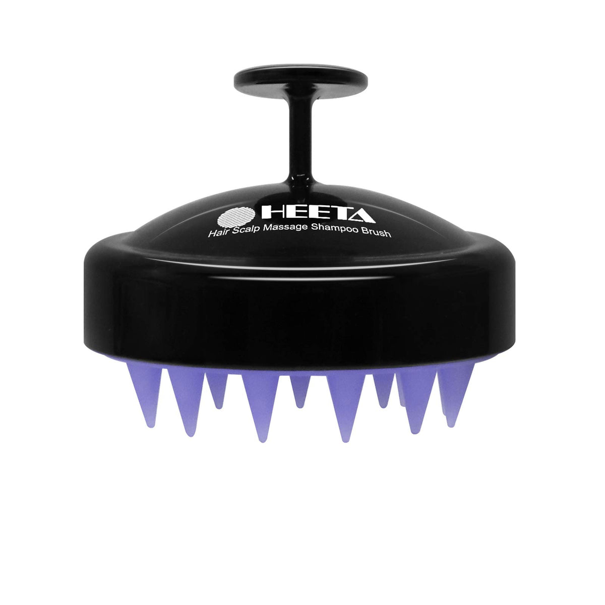 HEETA scalp massager with soft silicone bristles delivers gentle cleansing and relaxation.