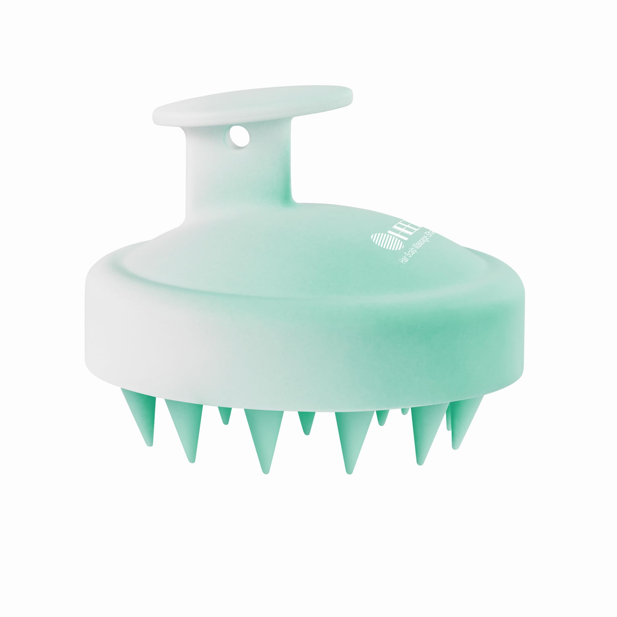 HEETA scalp massager with soft silicone bristles for gentle exfoliation and cleansing