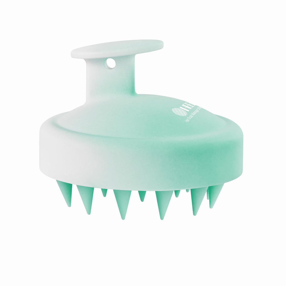 HEETA scalp massager with soft silicone bristles for gentle exfoliation and cleansing