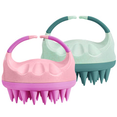 HEETA scalp massager with soft silicone bristles for gentle cleansing and relaxation.