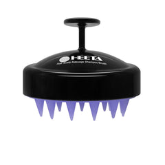 HEETA scalp massager with soft silicone bristles delivers gentle cleansing and relaxation.