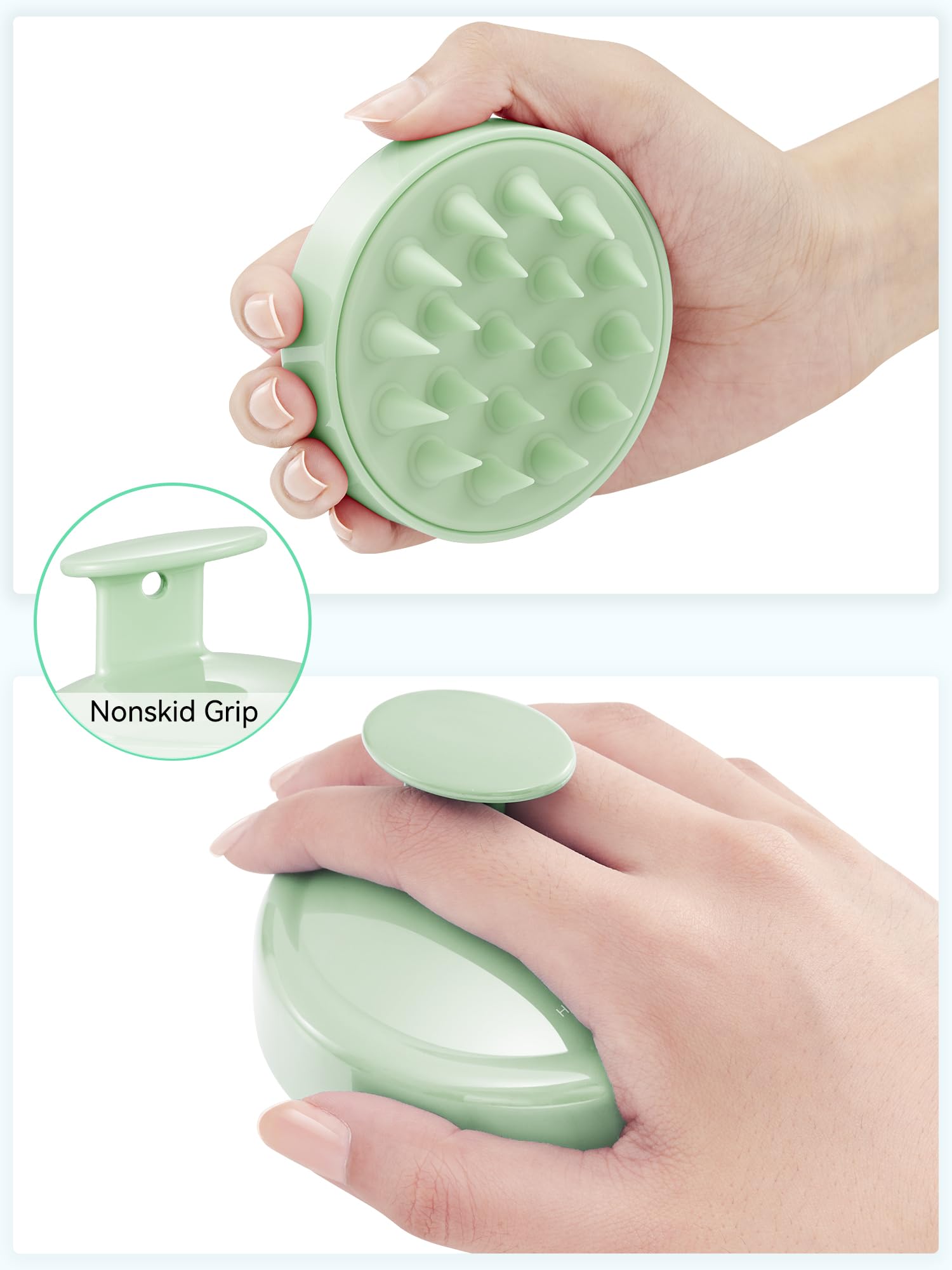 HEETA shampoo brush waterproof for in-shower scalp cleansing and oil control.
