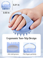 HEETA silicone bristles close-up showing gentle scalp exfoliation