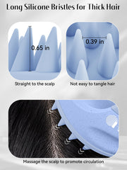 HEETA scalp brush shown for wet and dry hair use