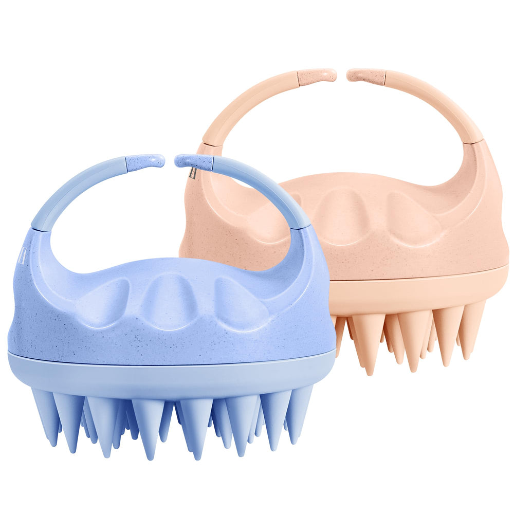 HEETA wheat straw scalp scrubber with soft silicone bristles for gentle cleansing