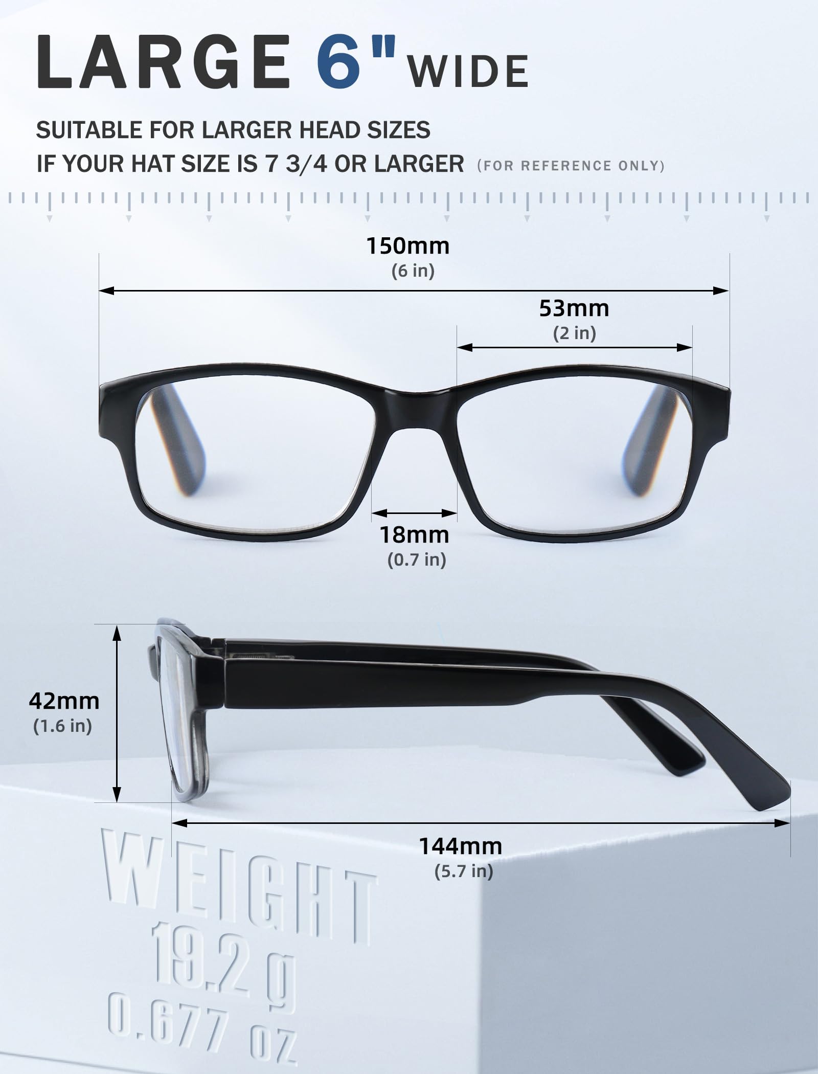 Gafas de lectura HEEYYOK grandes grises, diseño ligero y cómodo.