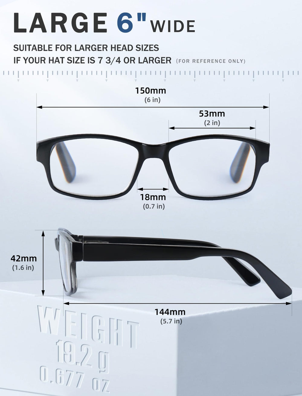 Gafas de lectura HEEYYOK grandes grises, diseño ligero y cómodo.