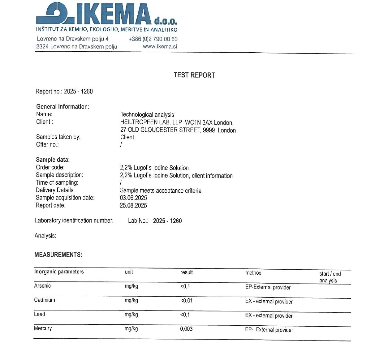 Heiltropfen dark amber glass bottle protects iodine from light.