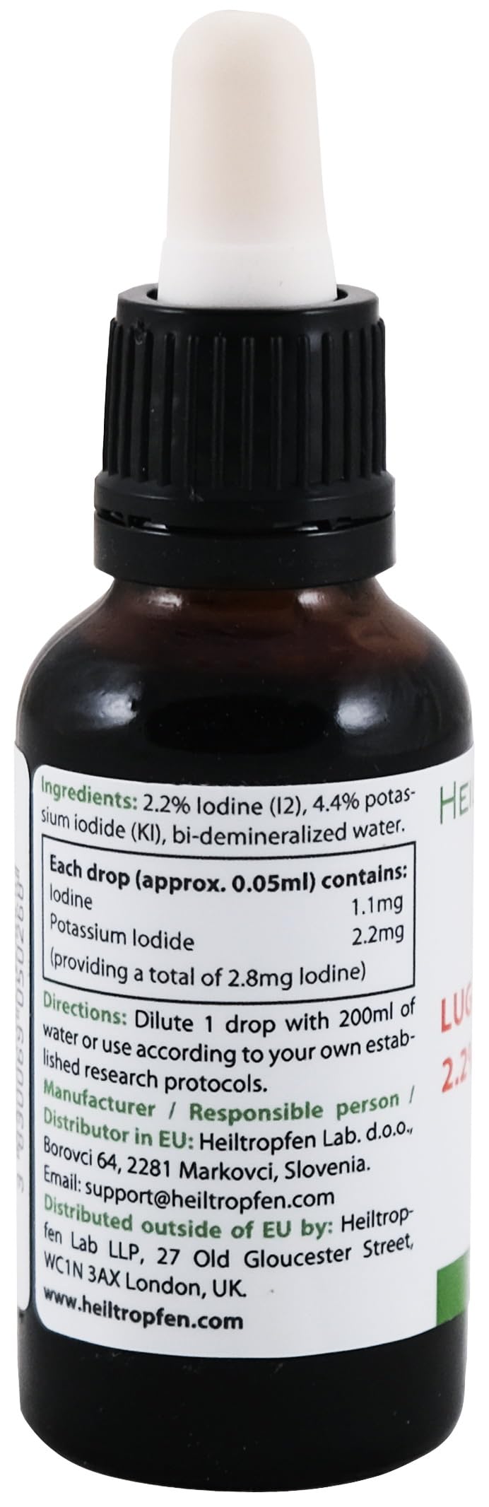 Heiltropfen glass dropper for easy measurements and dosing.