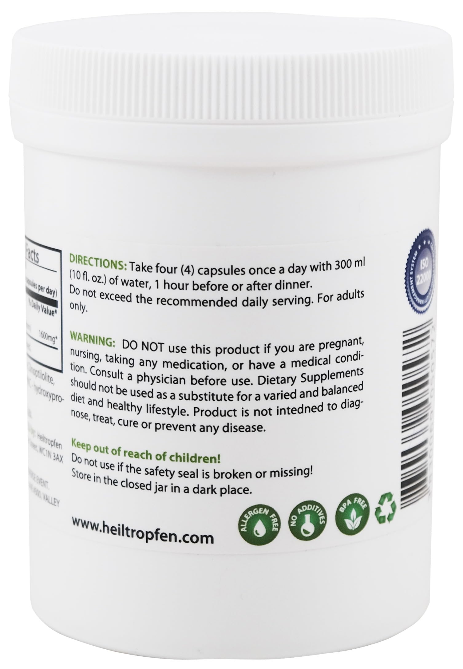 Heiltropfen Zeolite 240 capsules micronized surface area illustration with ceramic milling.