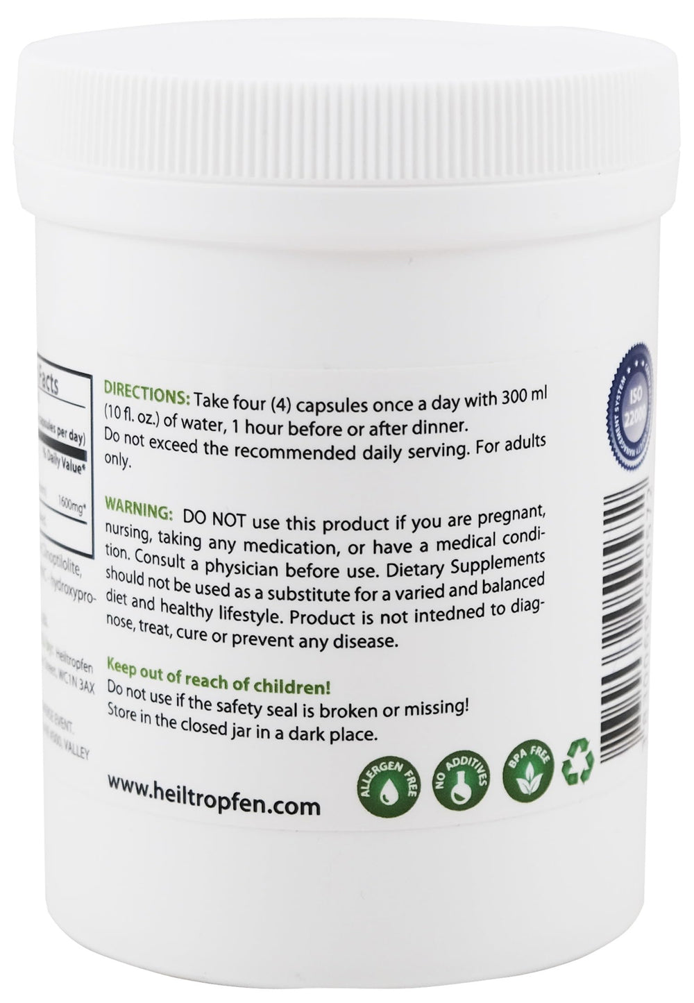 Heiltropfen Zeolite 240 capsules micronized surface area illustration with ceramic milling.