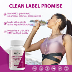 Instrucciones de dosificación en la etiqueta de Heivy Potasio 1020 mg.