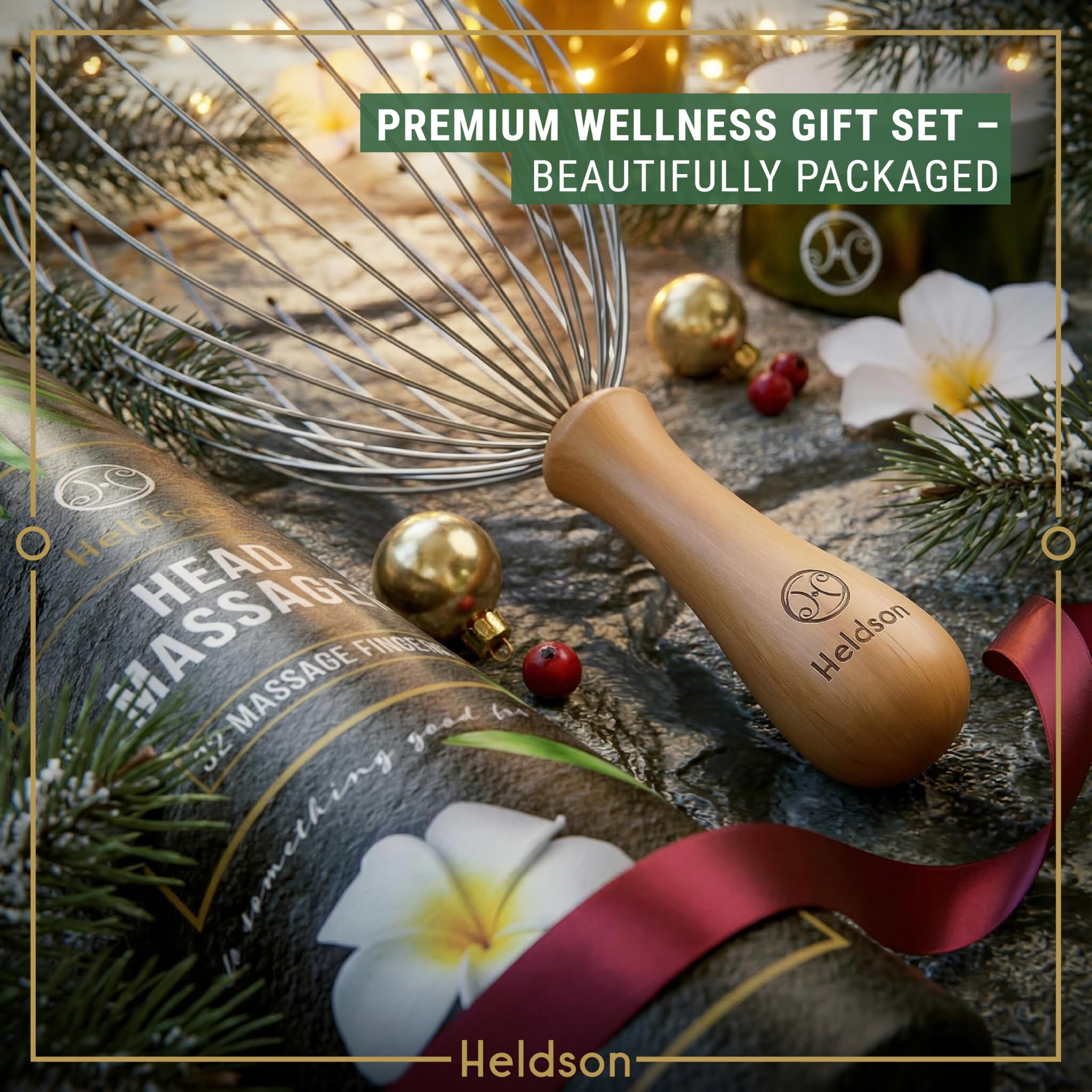 HELDSON 32-finger wire massager in action with a smooth scalp glide for refreshing vibes.