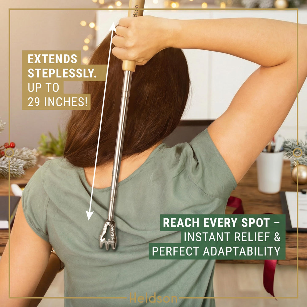 HELDSON bear-claw design backscratcher delivers broad contact with precision.