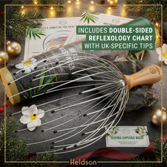 HELDSON wooden-handle massager detail highlighting handcrafted quality and premium feel.