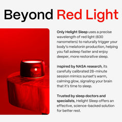 Helight 630nm red light active, signaling wind-down before sleep.