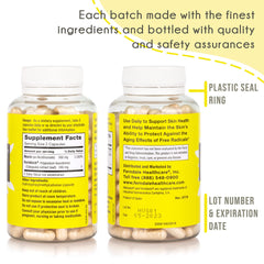 Heliocare Advanced capsules close-up highlighting Niacin 500 mg per serving