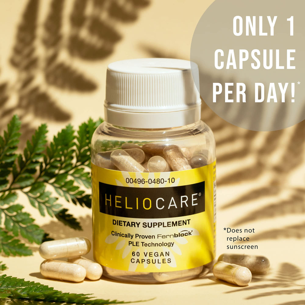Heliocare daily-use pill shown for easy one-per-day routine.