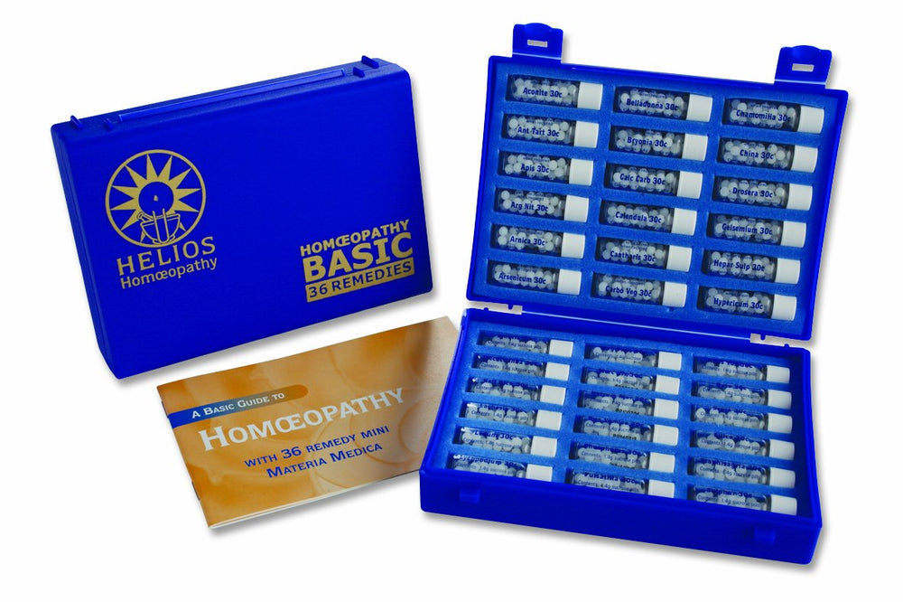 Helios 36-remedy kit packaging, compact and travel-ready.