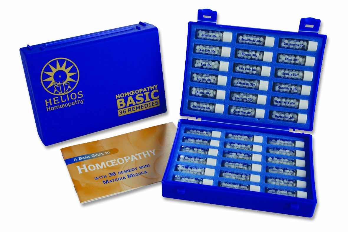 Helios 36-remedy kit packaging, compact and travel-ready.