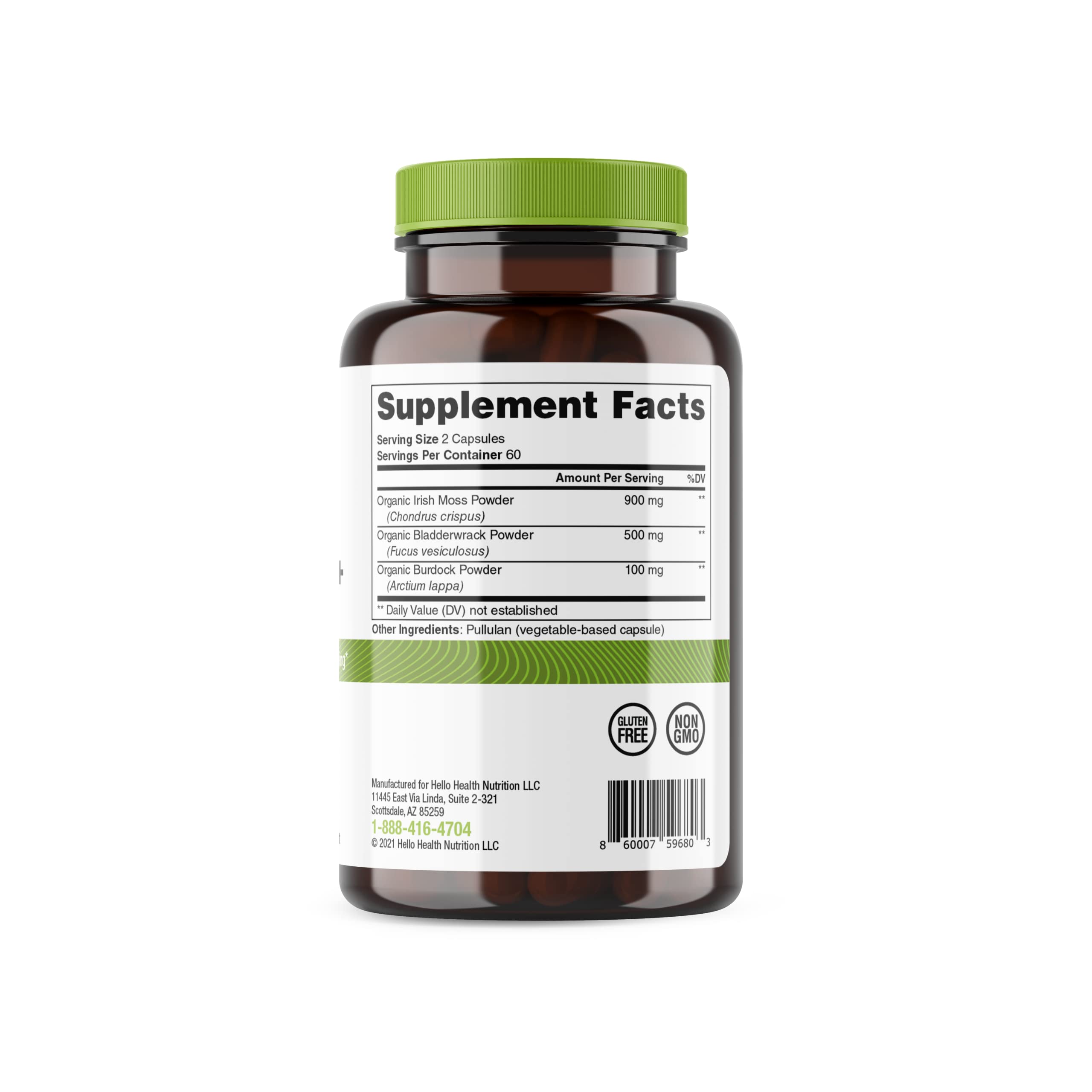 Hello Health Natural energy and immune-support potential from Sea Moss capsules.