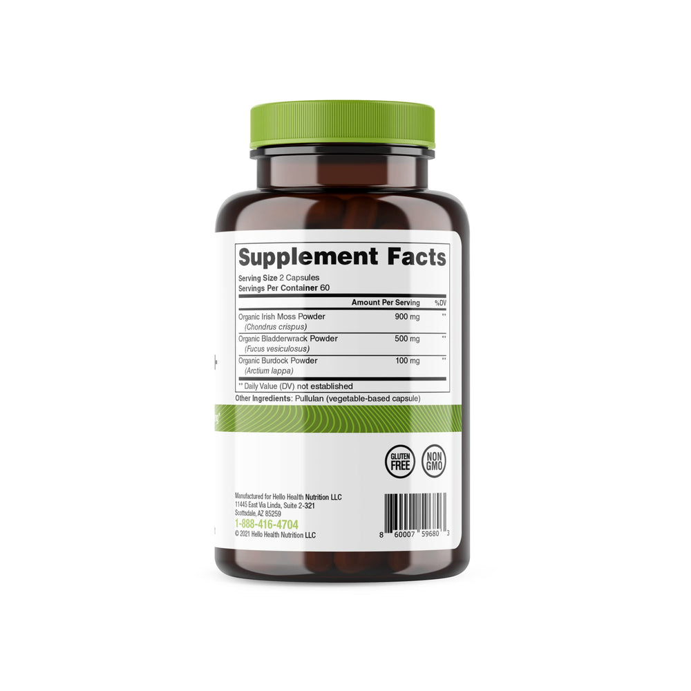 Hello Health Natural energy and immune-support potential from Sea Moss capsules.