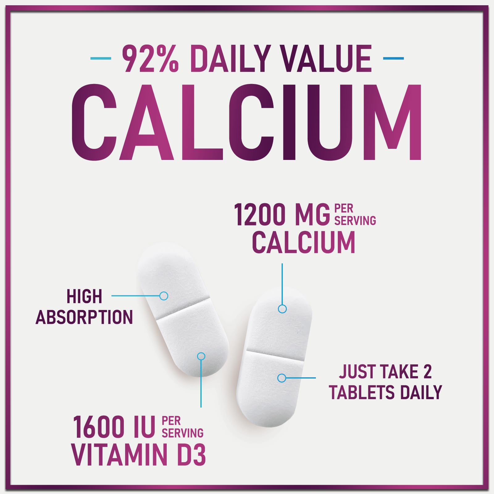 Hello Lovely calcium D3 label emphasizes serving size and D3 content.