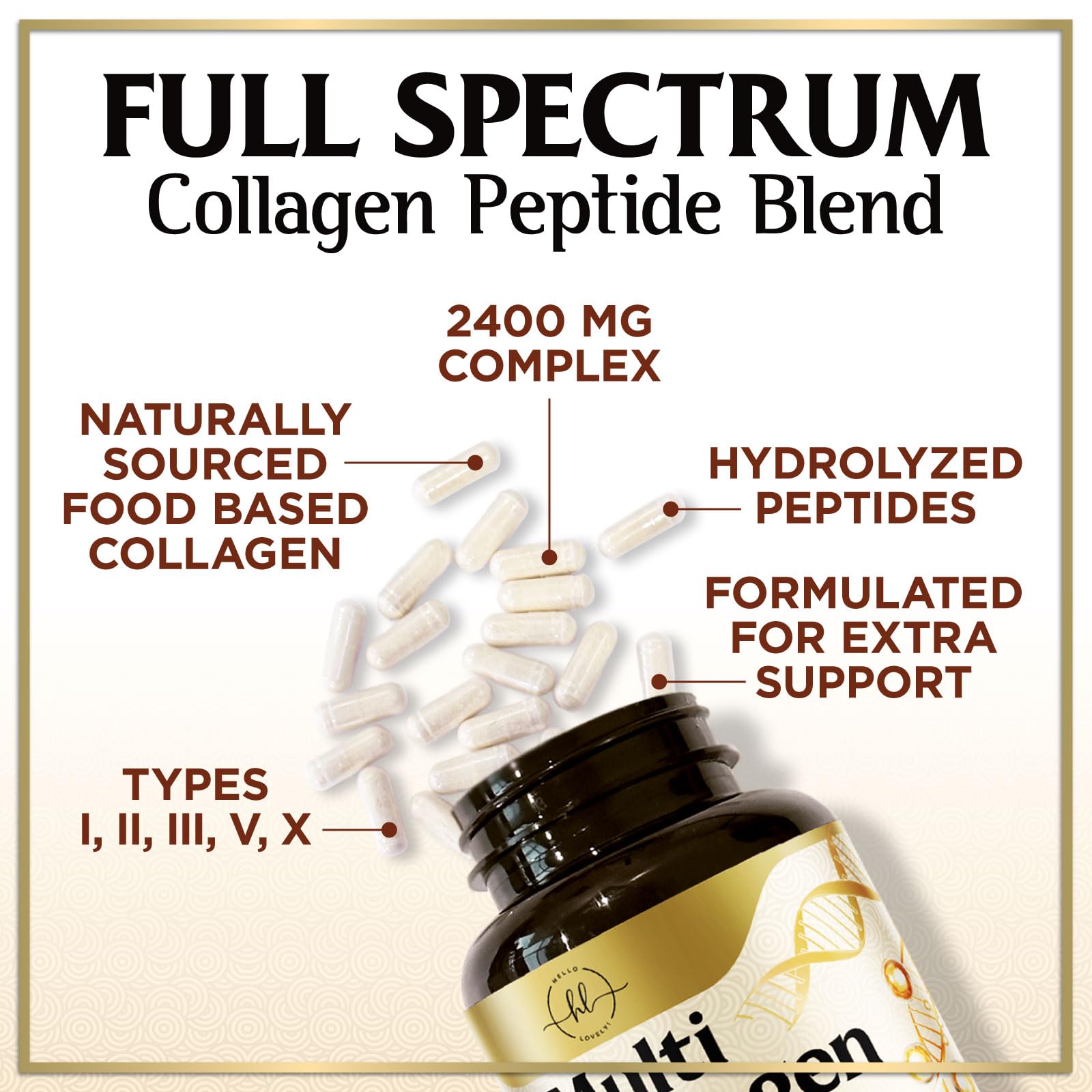 Hello Lovely hair, skin, and nails visual with nourishing collagen.