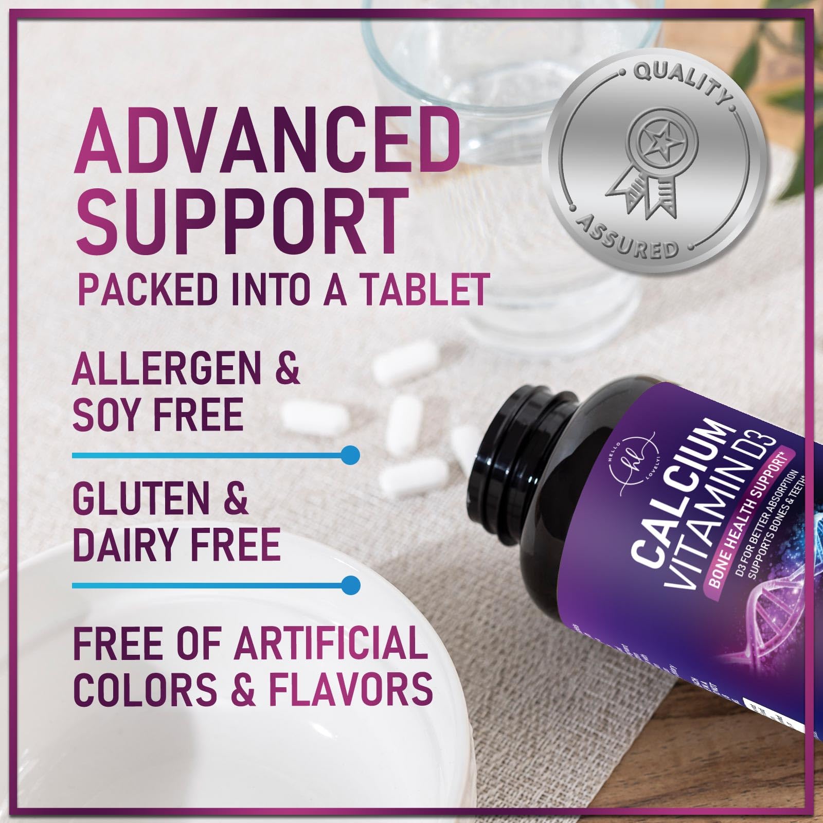 Hello Lovely immune health focus with vitamin D3 and calcium.