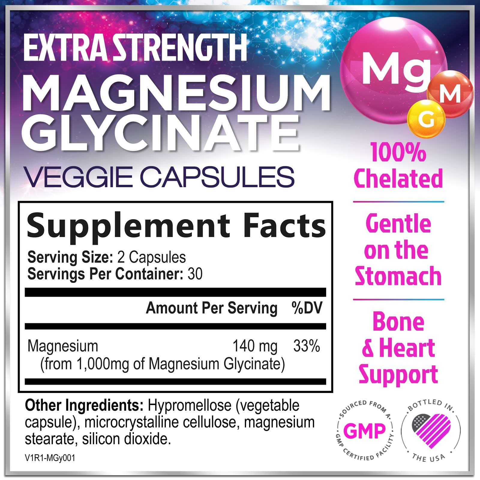 Hello Lovely Magnesium Glycinate capsules close-up, highlighting high absorption for daily wellness