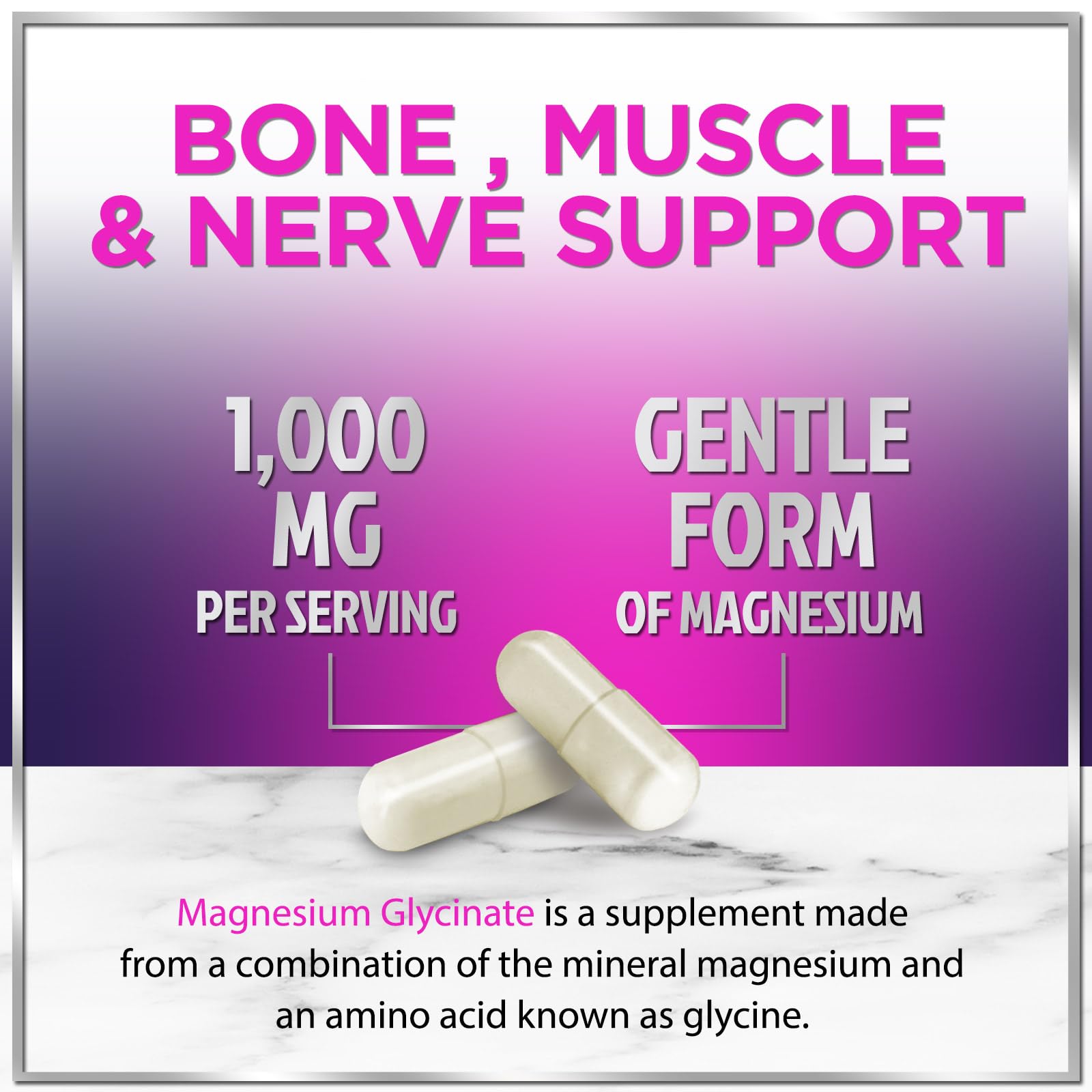 Hello Lovely magnesium glycinate label design emphasizing purity and third-party testing
