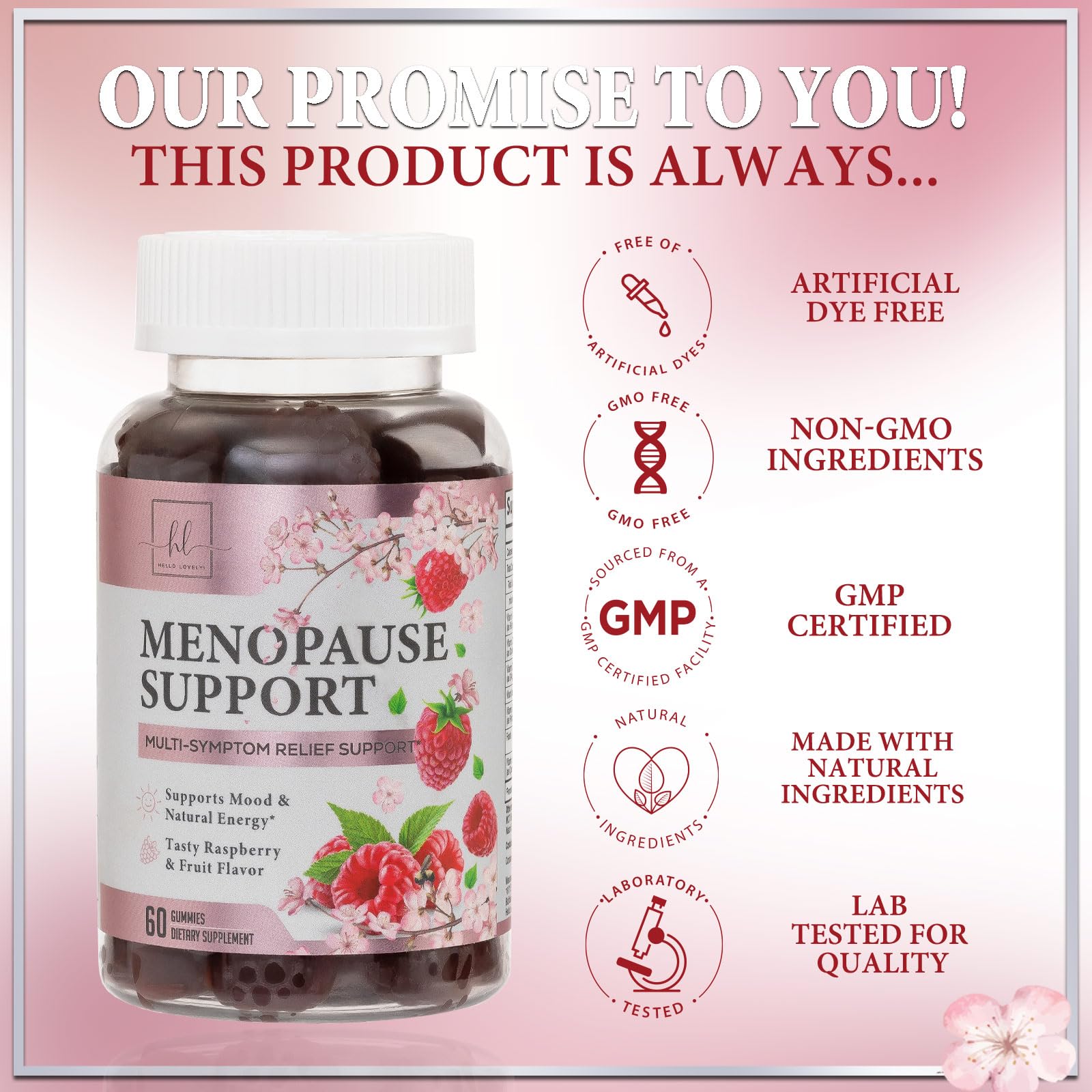 Hello Lovely packaging image conveys easy daily routine with tasty berry-flavored gummies.