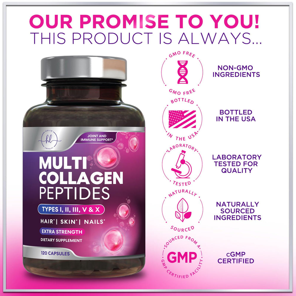 Hello Lovely Multi Collagen capsules being poured for daily use.