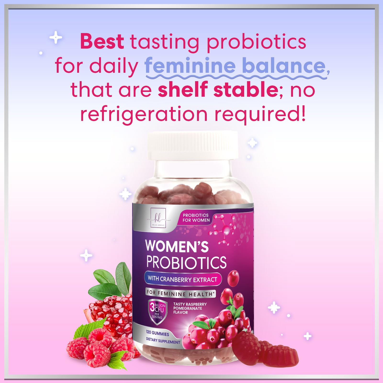 Hello Lovely Probiotics for Women daily-use bottle promotes consistent care